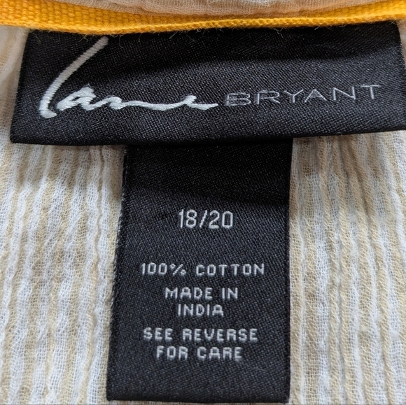 ✨3/$15 Lane Bryant cream white striped sheer lightweight 3/4 sleeve top 18/20 - Picture 8 of 8